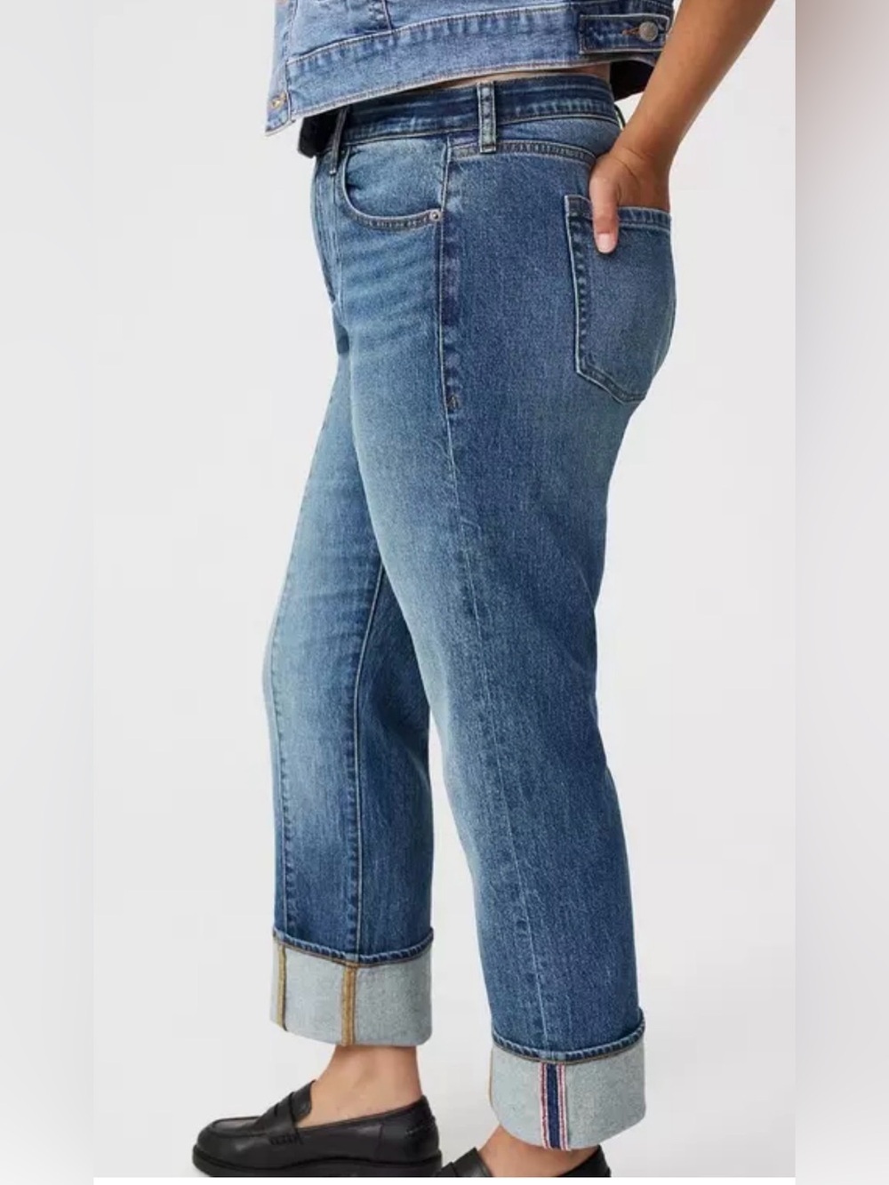 Torrid Blue High-Rise Straight Cuffed Jean Working Pockets size 22 Short NWT - Picture 4 of 15